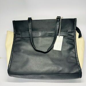NWT A New Day Large Black and White Handbag Purse Tote Faux Leather